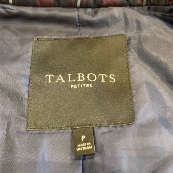 Red Plaid Quilted Petite Vest by Talbots with Corduroy Detailing - Picture 4 of 8